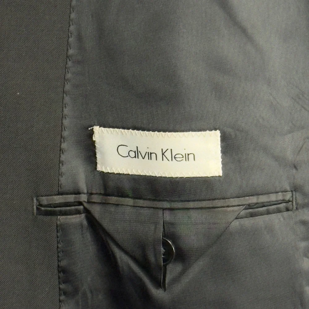 Calvin Klein Mens 50R Black Wool Suit Jacket Blazer Formal Classic fit 2 Button
